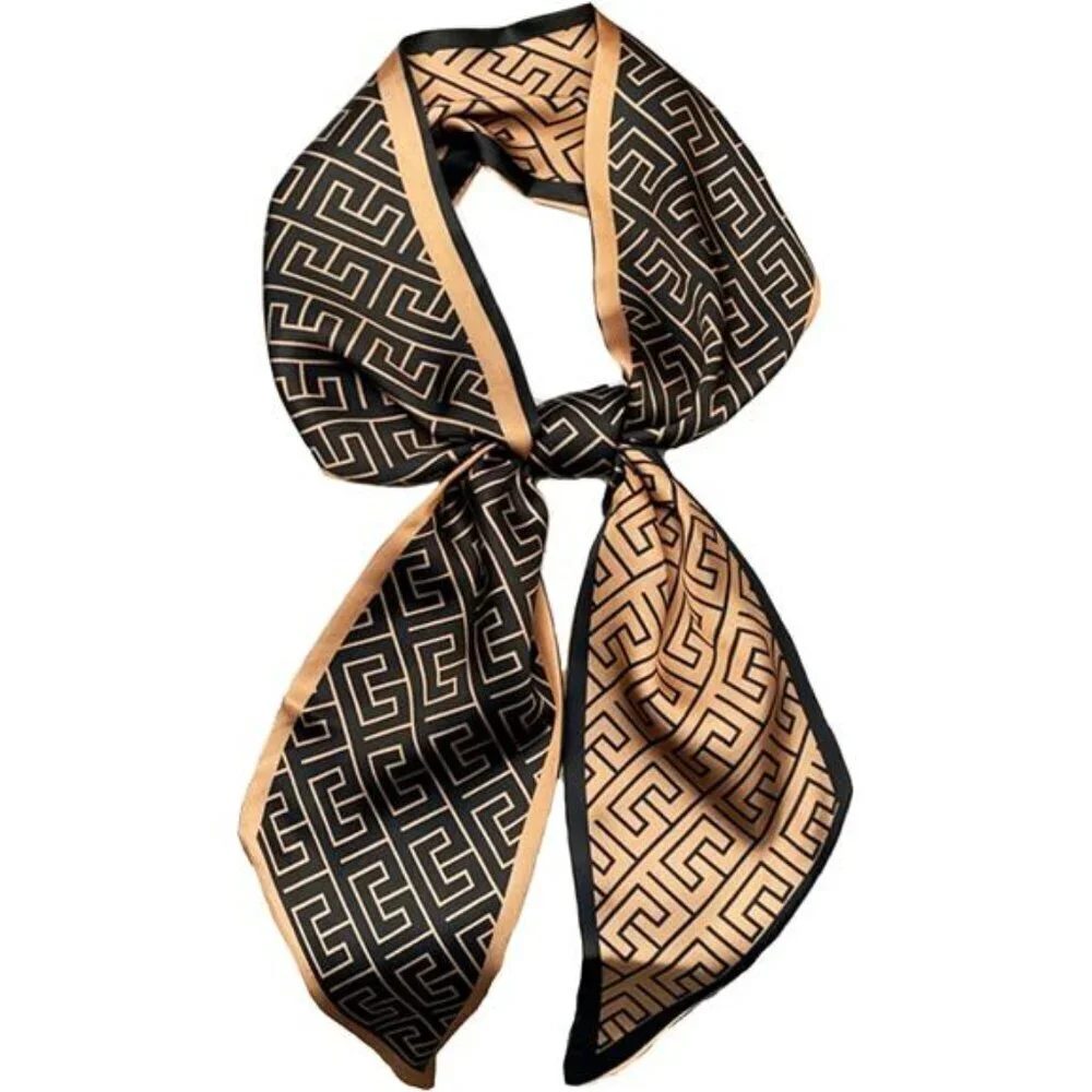 Purse Scarf For Handbags Head Scarves Black and Brown Hair  Scarfs Long Skinny